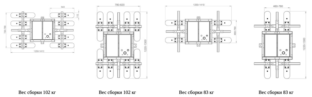 Габариты Вакуумного захвата без траверсы